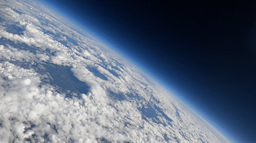 Close-up view of the Earth's atmosphere captured by the St. Bridget's students' weather balloon camera. 