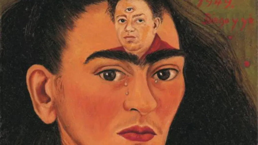 Close-up view of Frida Kahlo's very last self-portrait, 