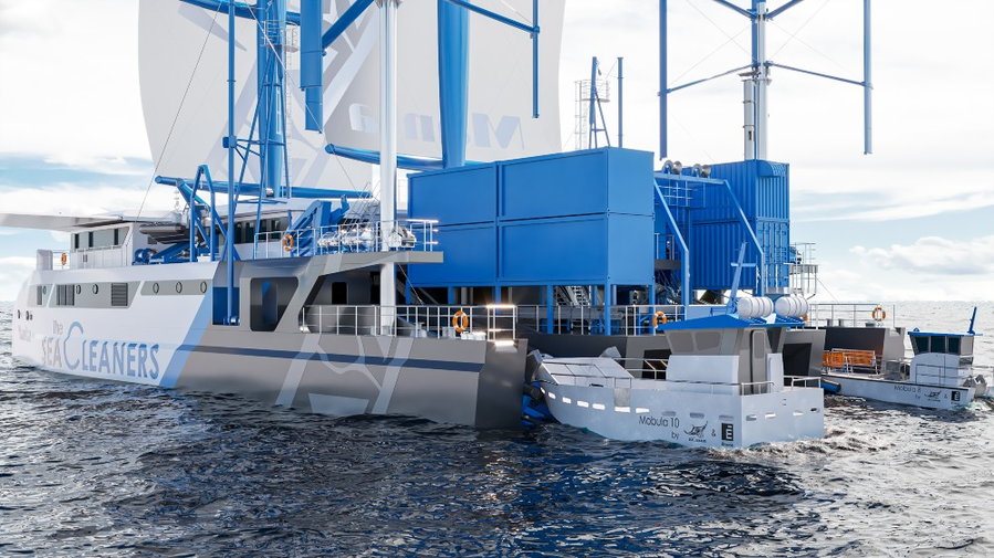 The Manta trash-eating yacht runs on the ocean waste it collects. 