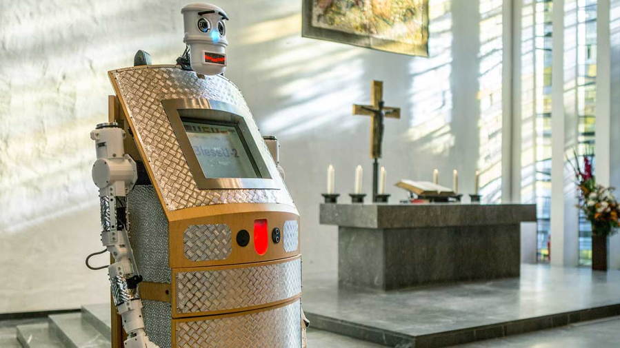 Germany's religious BlessU-2 robot, first unveiled in 2017. 