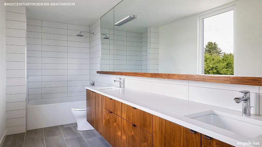 A stylish, simple midcentury modern bathroom from Angie's List. 