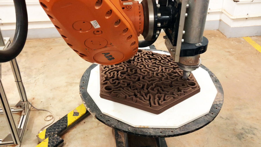 These terra-cotta tiles were 3D printed by robots over at the HKU Robotic Fabrication Lab.