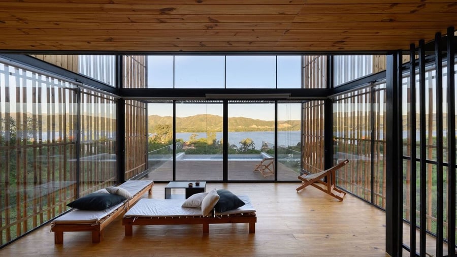 Expansive minimalist living space inside the the Pablo Senmartin-designed Bioclimatic House.