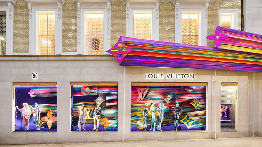 The colorful exterior of Louis Vuitton's Bond Street location in London. 