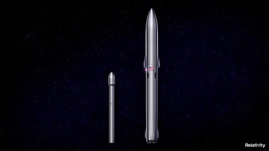 Exterior renderings for Relativity Space's innovative 3D-printed Terran 1 and Terran R Rockets.