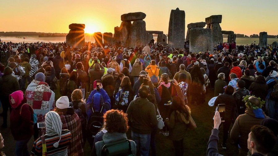 Typical solstice celebrations at the Stonehenge site are jam-packed. 