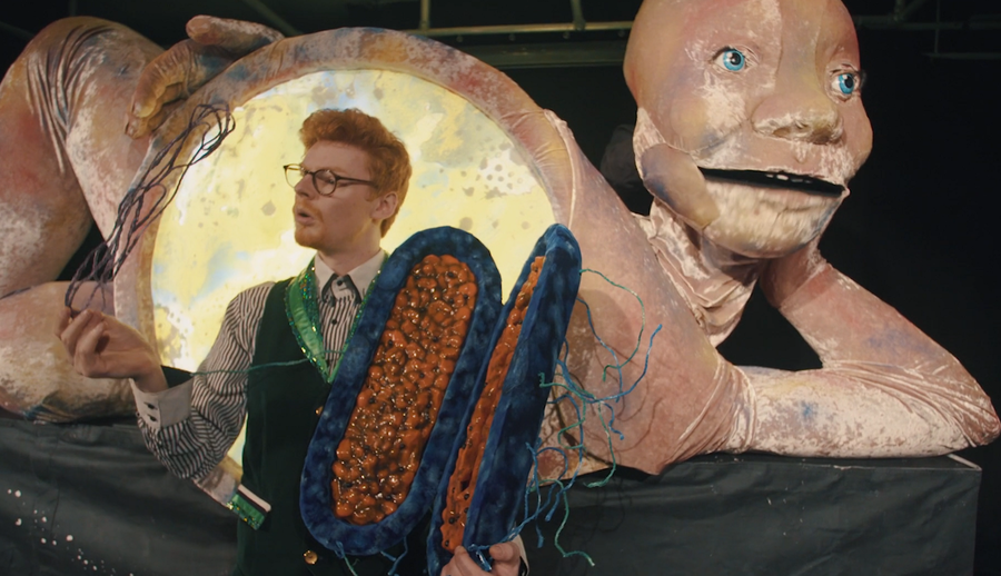 Performer uses Hope's bacteria puppet for Tatwood Puppets' 