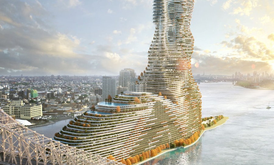 Rescubika's eco-friendly “Mandragora” tower would see an organic, eco-friendly skyscraper grace the Manhattan skyline.
