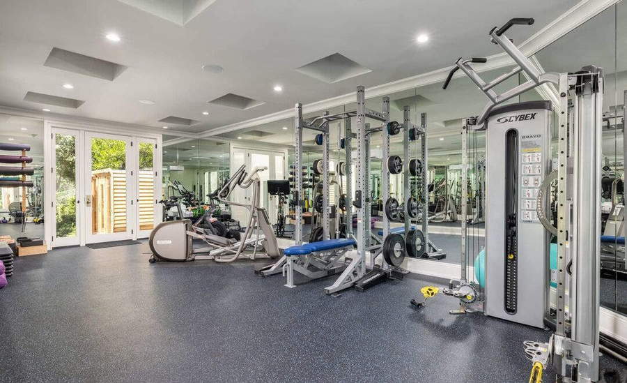 Huge modern gym space attached to Katy Perry's up-for-grabs Beverly Hills home. 