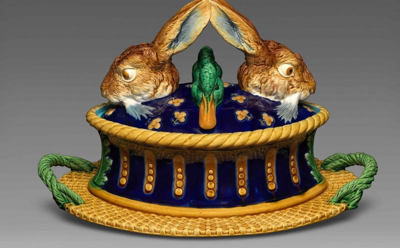 Rabbit head majolica pottery featured in Dr. Susan Weber's 