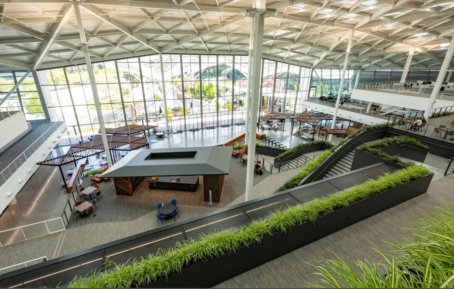 Inside the Gensler-designed Nvidia Voyager headquarters in Santa Clara, California.