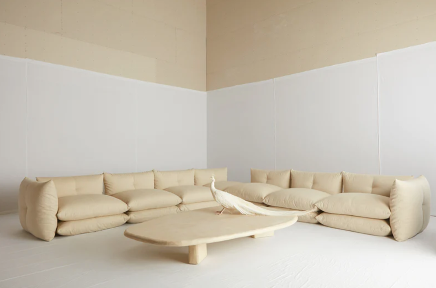 Dreamy white Pillo Sofa featured in Willo Perron's line of 