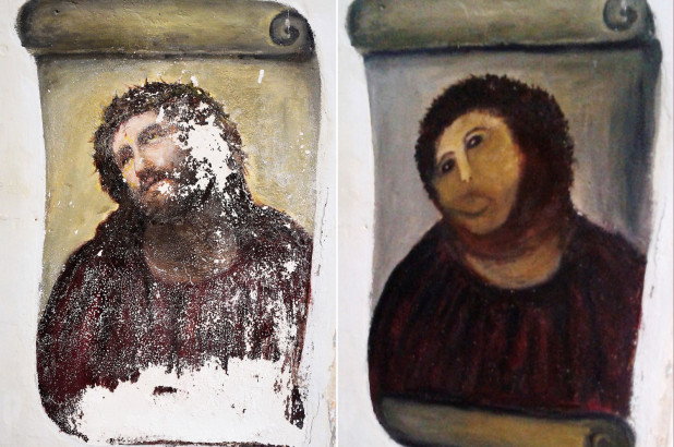 An iconically bad restoration of  2012 repainting of Elías García Martínez’s 