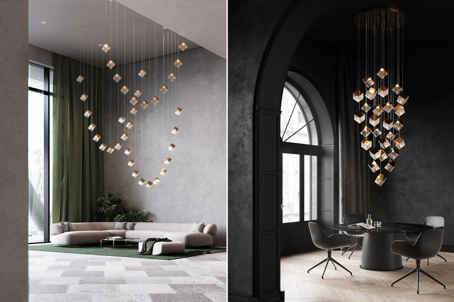 Dechem Studio created two unique ceiling arrangements using BOMMA's 