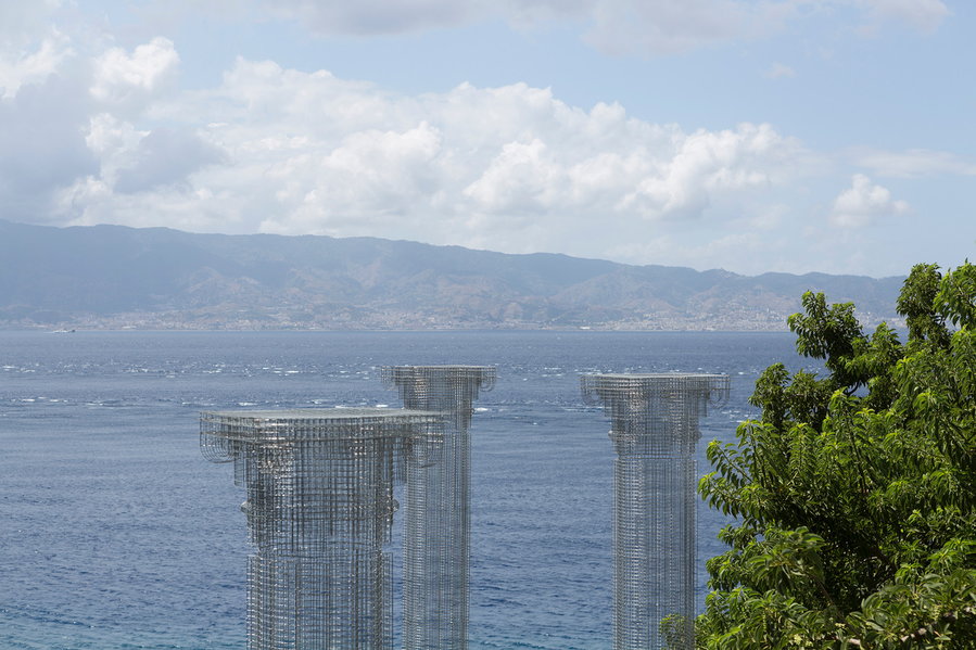 3 of 46 total pillars that make up artist Edoardo Tresoldi's latest public installation, 