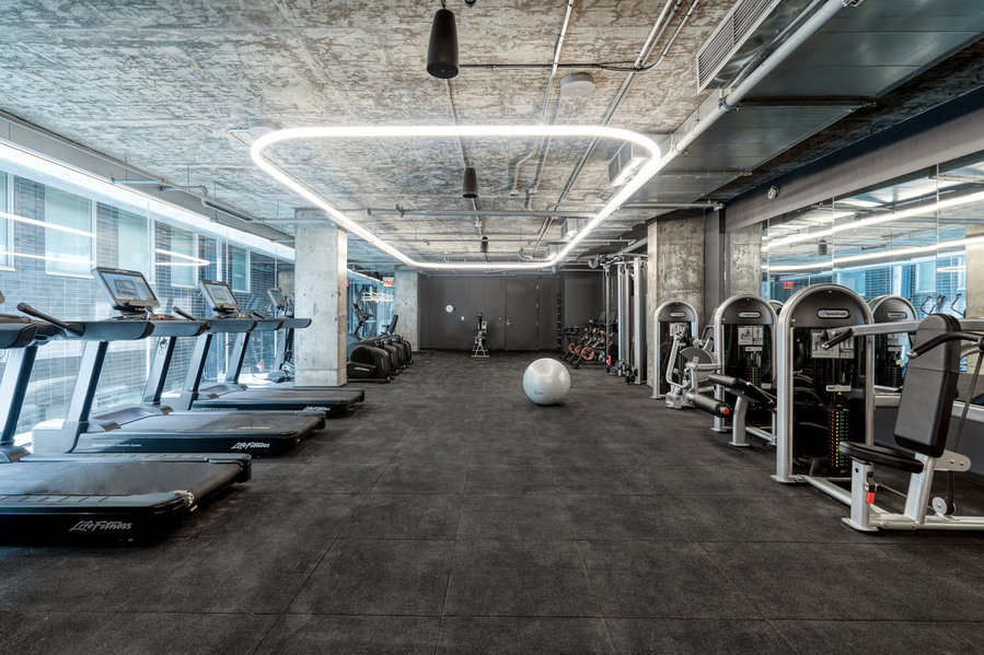 High-tech fitness room inside the Bjarke Ingels Group-designed 