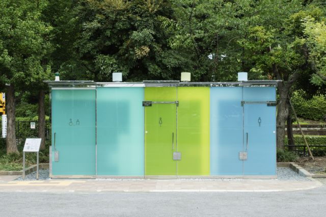 Public transparent restrooms by Shigeru Ban Architects, designed as part of Japan's Tokyo Toilet Project.  