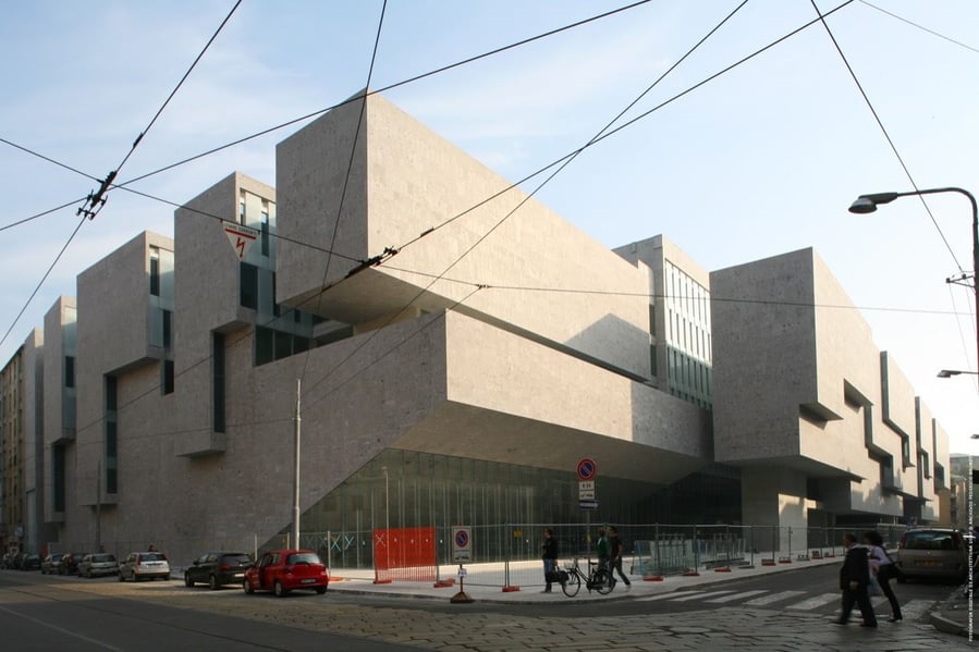 The Universita Luigi Bocconi Economics Building designed by Grafton Architects. 
