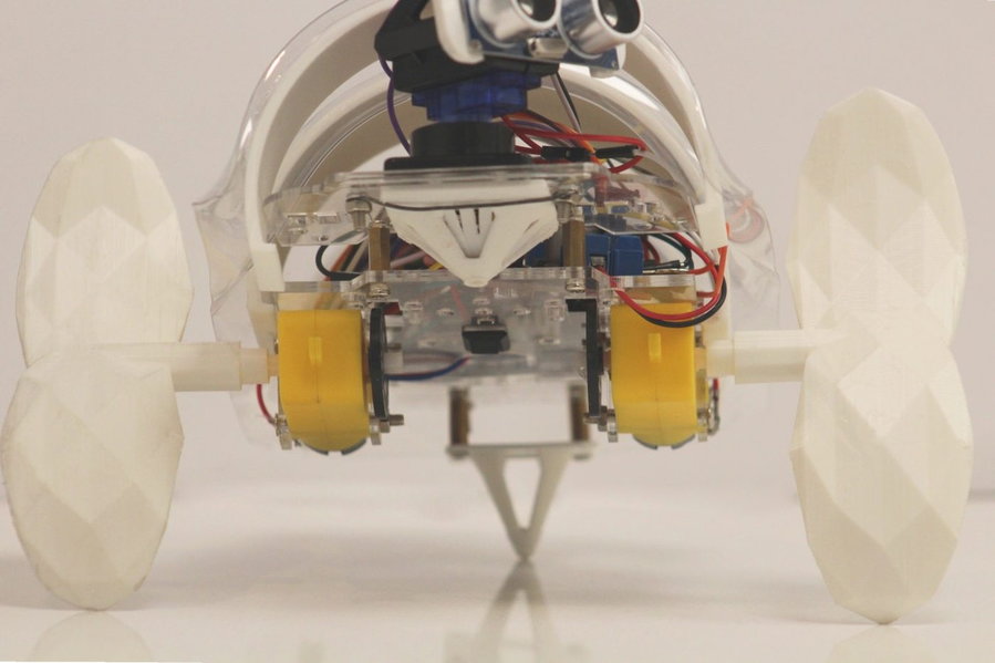 Close-up view of the front of the A'seedbot Desert Robot Drone.