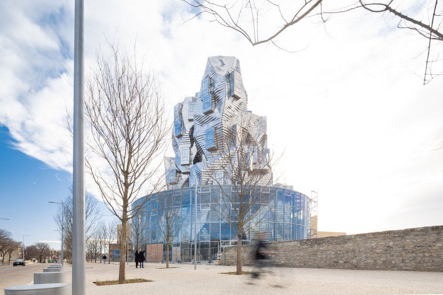 Frank Gehry's Luma Arles Tower serves as the centerpiece of the Luma Arles Arts Center in Southern France. 
