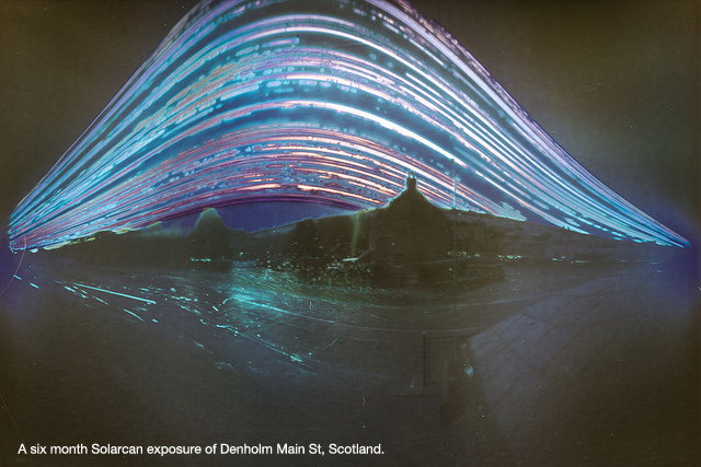 A six month solarcan exposure of Denholm Main St, Scotland.