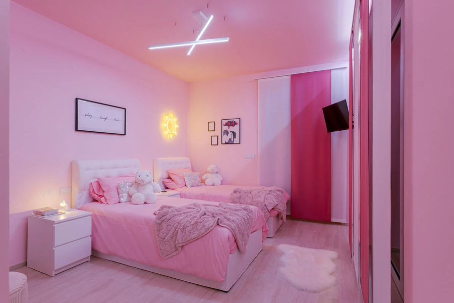 A bubbly pink bedroom inside Milan's 