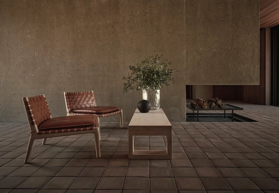 Lounge chairs and table featured in Zara's collaborative furniture collection with Vincent Van Duysen.