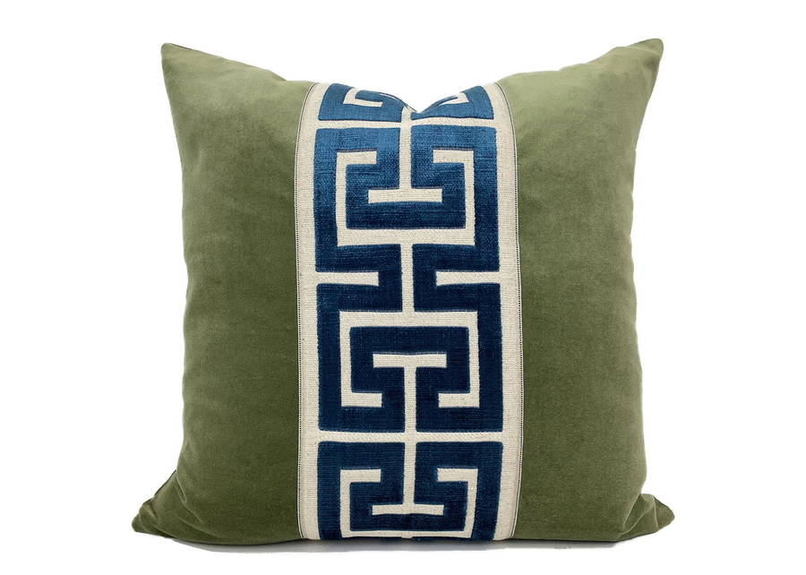 Velvet Pillow Cover with Greek Key Pattern from Etsy. 