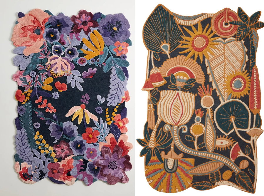 Floral Tufted Jardin Rug from Anthropologie and the Loloi Optimism Sunset Rug. 