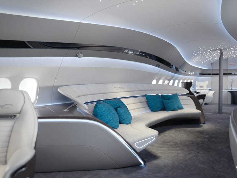 Inside the swank space-age interiors of the Boeing 737 Max Jet.