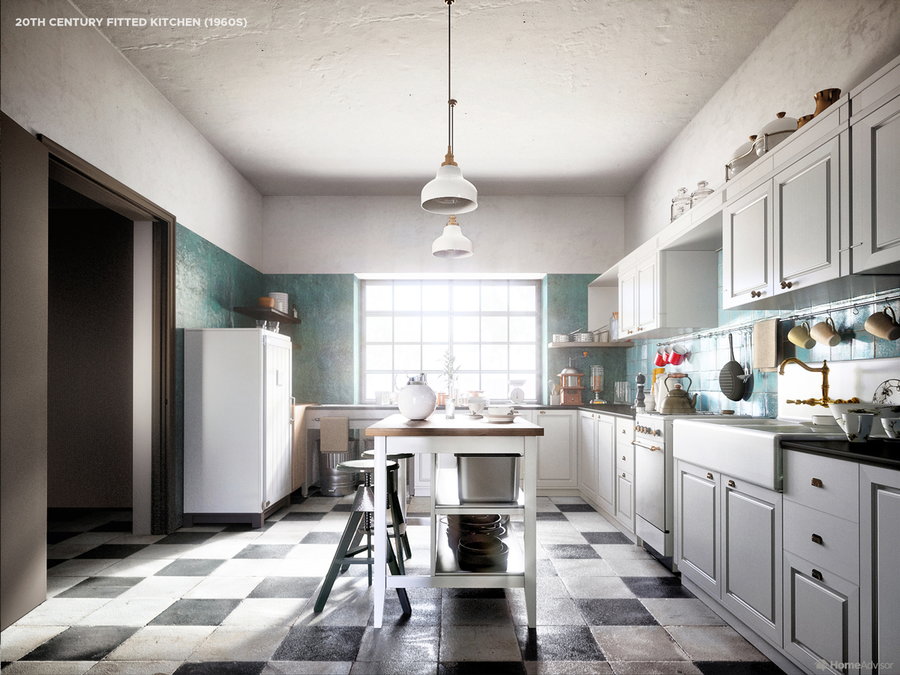 HomeAdvisor's rendering of a 20th-Century Fitted Kitchen.