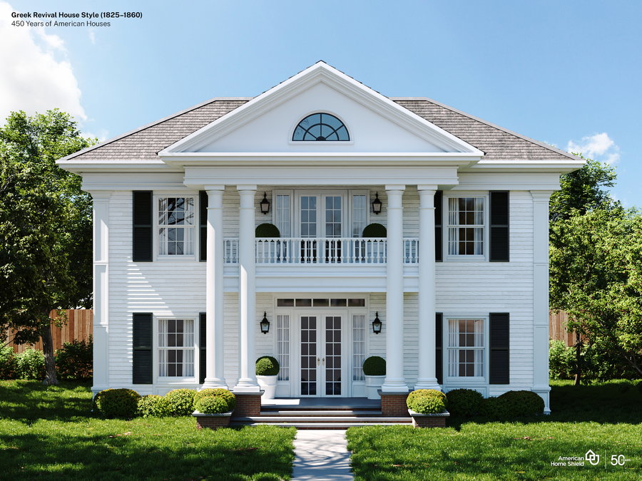 American Home Shield's re-creation of a Greek Revival-style home, popular from 1825 to 1860.