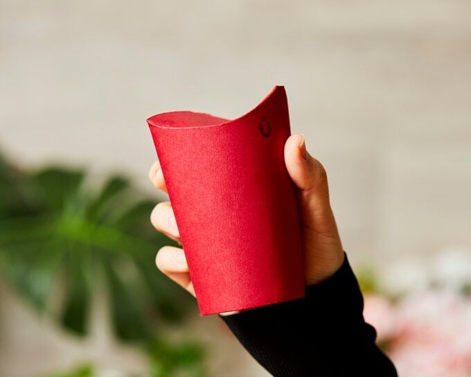The folding paper Unocup, currently available on Kickstarter