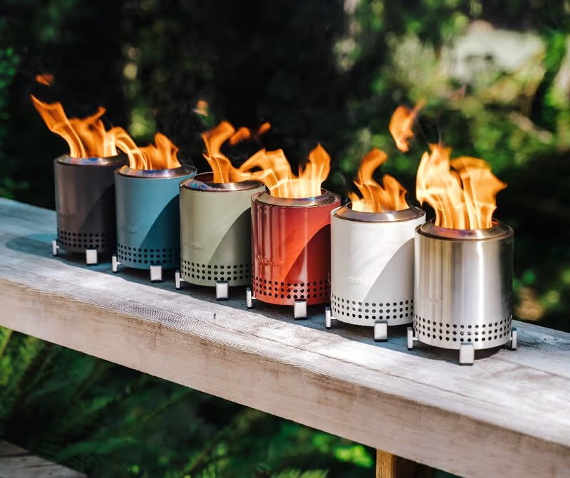 All six available color options for Solo Stove's Mesa tabletop fire pit.