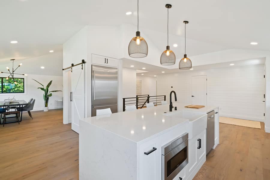 Ultramodern white kitchen island