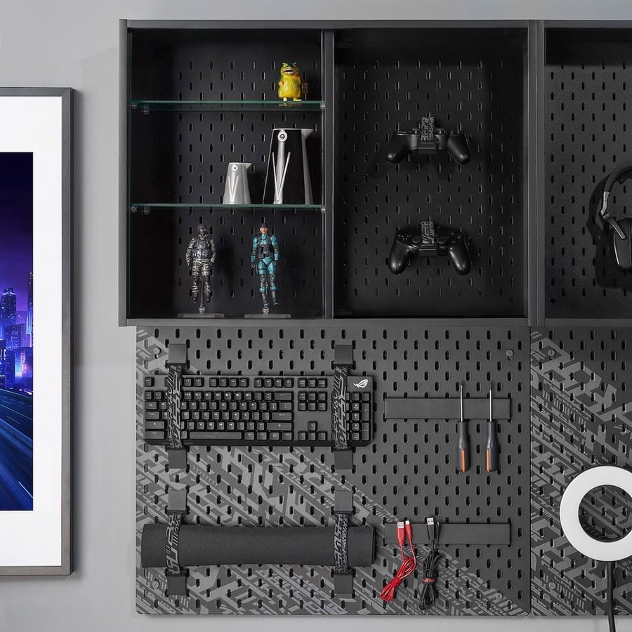 Pegboard featured in IKEA's new line of gaming furniture, made in collaboration with Republic of Gamers.