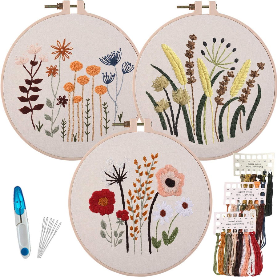 Beginner Embroidery Kits (Set of 3) from Amazon.