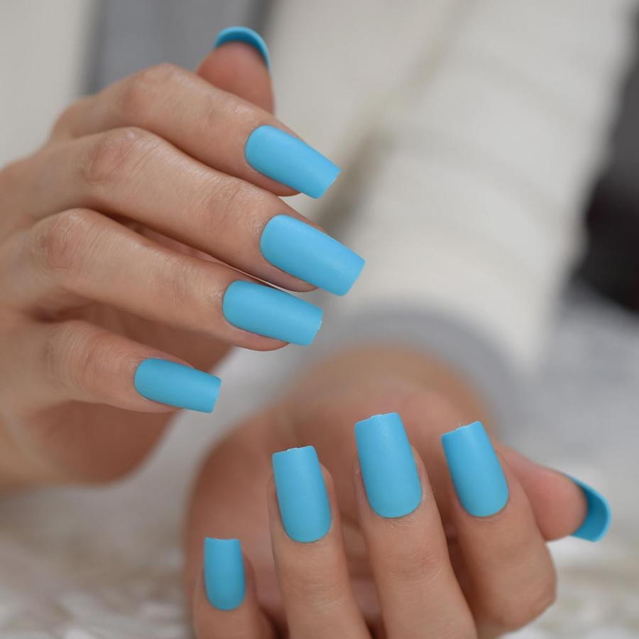 Pale blue nail art