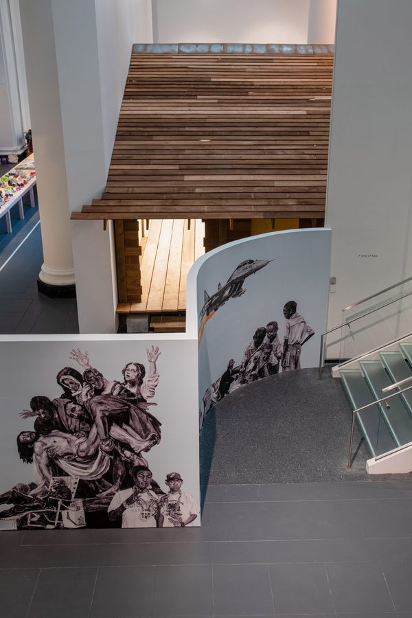 Stairway inside the Brooklyn museum boasts Virgil Abloh artwork as part of their ongoing 