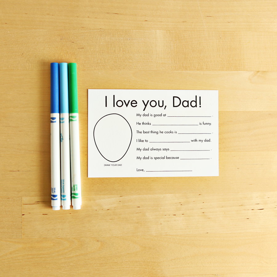 Have your little ones pay their respects to Dad in the form of these fun fill-in-the-blank Father's Day Cards.