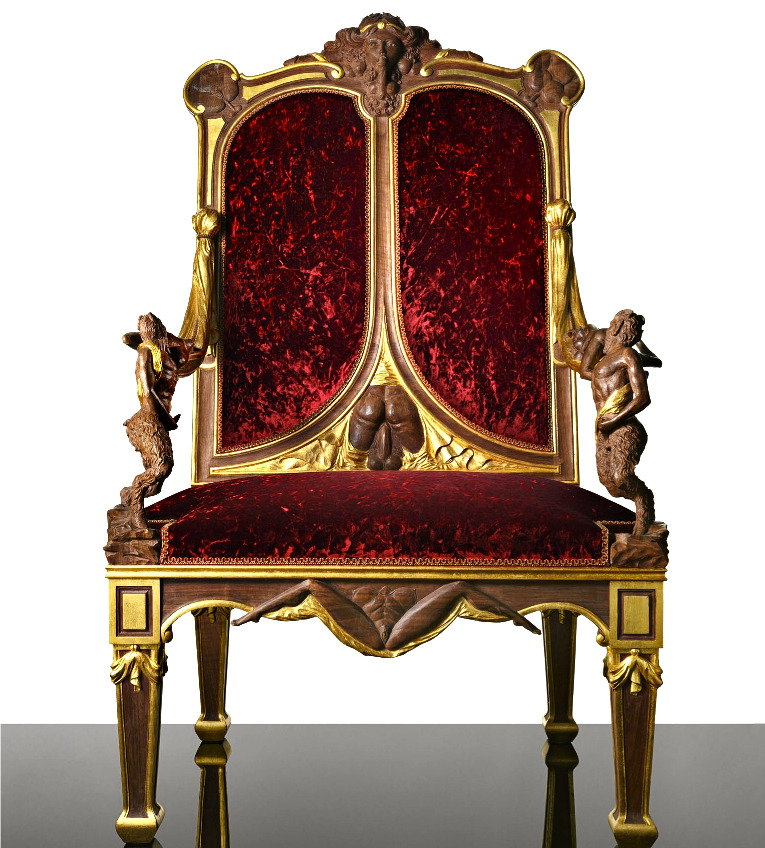 Colorized re-creation of Catherine the Great's erotic chair.