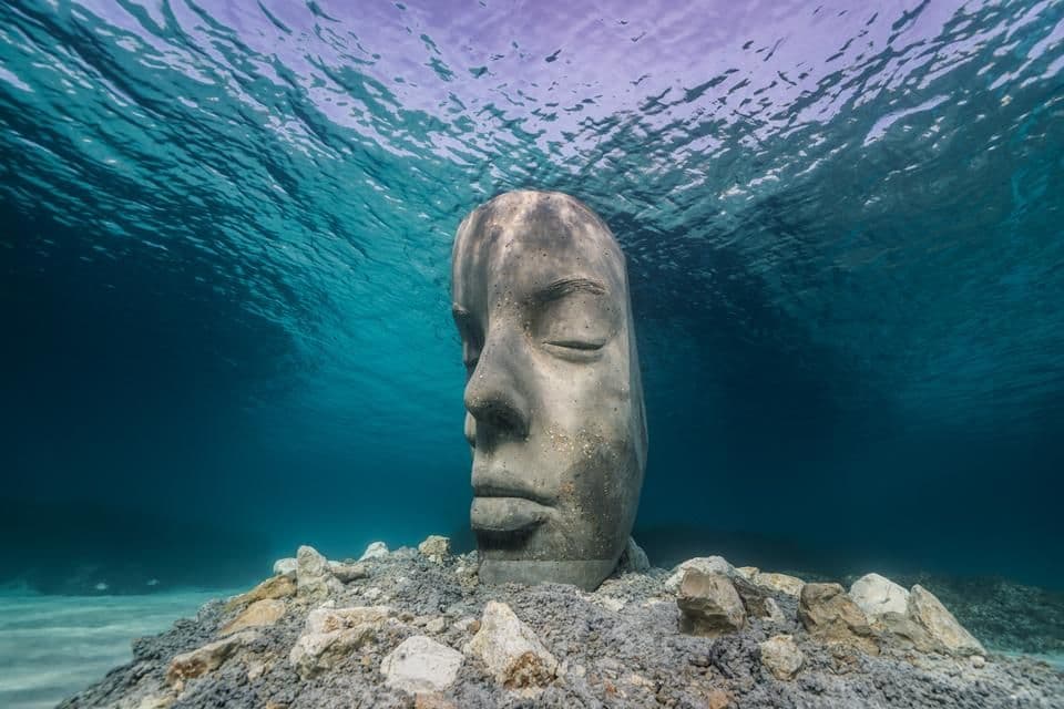 Underwater sculptures by MUSA art directorJason deCaires Taylor off the coast of Cannes, France.