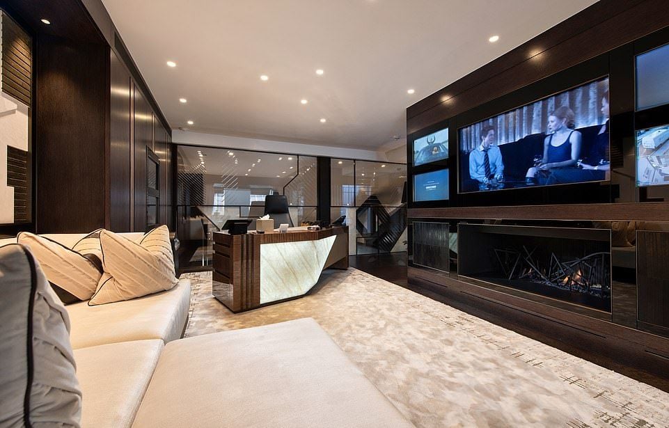 Luxe home theater turned reception area featured in Gucci's former Grafton Street HQ.