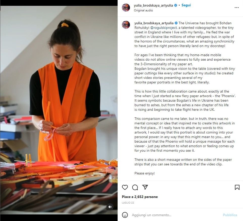 Yulia Brodskaya shares an Instagram post to give fans a closer look at the making of her 