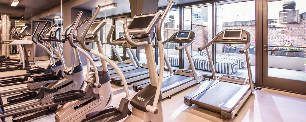 Rooftop gym and fitness center open 24 hours