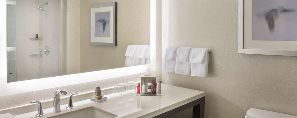 Newly renovated bathrooms provide bright light and the option for stand up shower or bathtub to suit your need