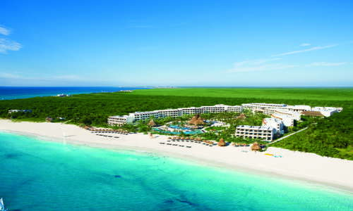 Aerial View of one of the most pristine and famous beaches in all of Mexico at Secrets Maroma Beach Riviera Cancun