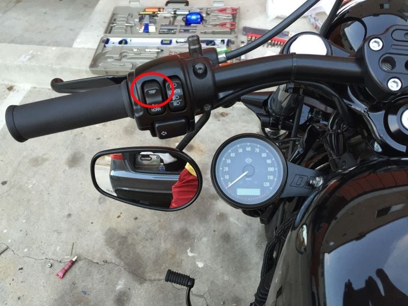 The trip button on 2014 and newer Sportsters
