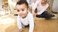 cute baby crawling on the floor