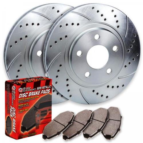 Drilled and slotted rotors, plus high performance pads